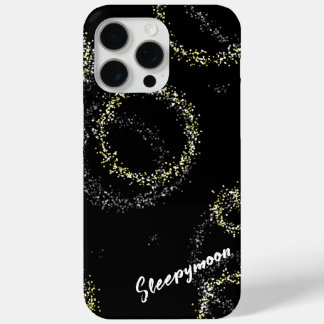 Black and golden shimmer iPhone 15 pro max case
