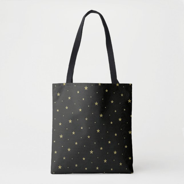 Black and golden stars  tote bag (Front)