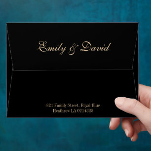 Black and Golden Stripes Minimalist Wedding Envelope