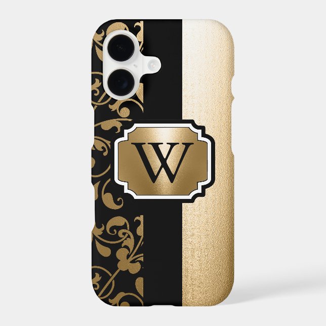 Black and Golden Vintage Floral iPhone Case (Back)