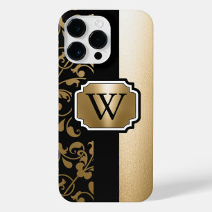 Black and Golden Vintage Floral iPhone 14 Pro Max Case