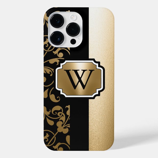 Black and Golden Vintage Floral iPhone Case (Back)