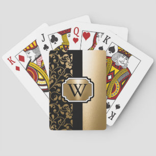 Black and Golden Vintage Floral Playing Cards