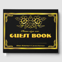 Black and Golden Wedding Guest Book