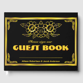 Black and Golden Wedding Guest Book