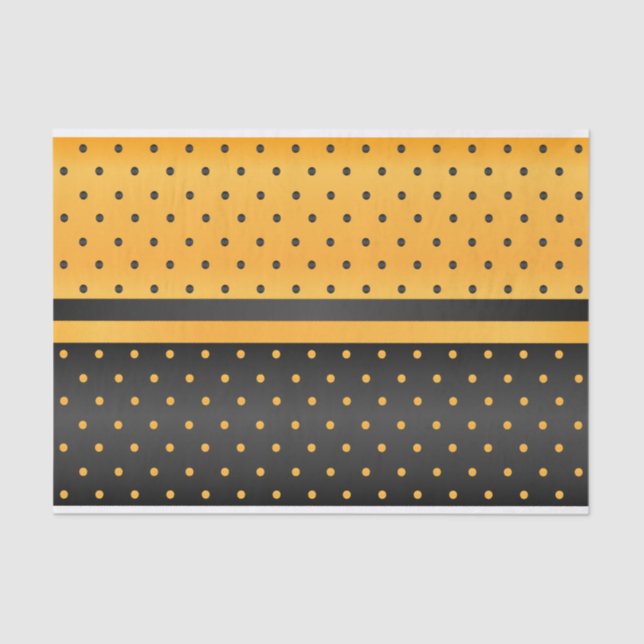 Black and Golden Yellow Polka Dot Pattern Tissue Paper (Front)