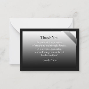 Black And Gradient Grey After Funeral Thank You Card