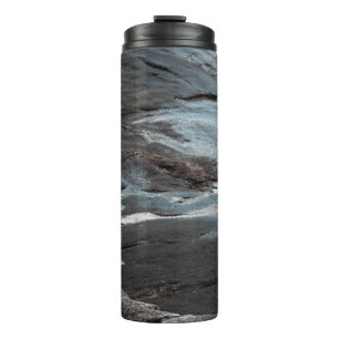 Black and gray abstract painting thermal tumbler