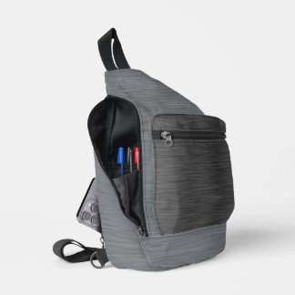 BLACK AND GRAY BRUSHED METAL LOOK TEXTURE SLING BAG