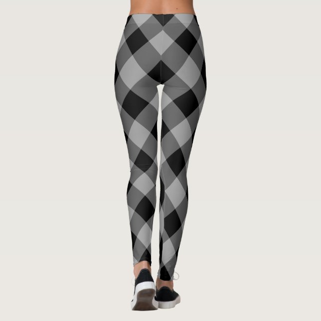 Black and Gray Check Leggings (Back)