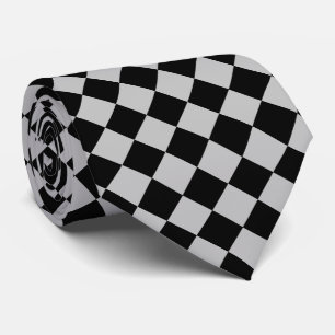 Black and Gray Check Neck Tie - Modern