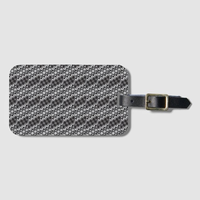 Black and Gray Designer Luggage Tag (Front Horizontal)