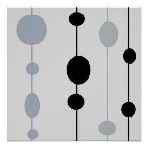 Black and Gray dots on grey  Poster