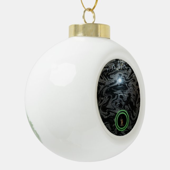 Black And Gray Lawn Bowl, Ceramic Christmas Ball Ornament (Left)