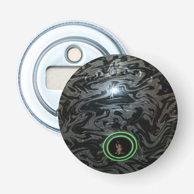 Black And Gray Lawn Bowl, Magnetic Bottle Opener (Front)