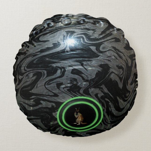 Black And Gray Lawn Bowl, Round Cushion (Front)