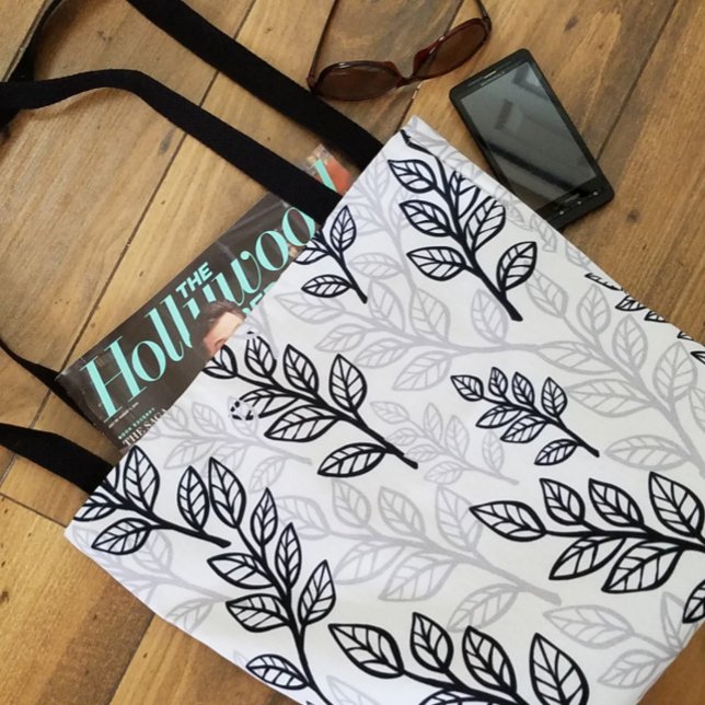 Black and Gray Leaves Tote Bag (Creator Uploaded)