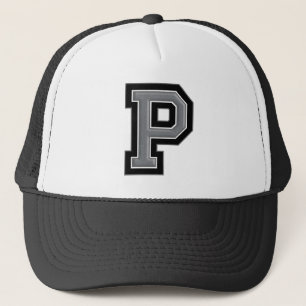 Black and Gray Letter "P" Trucker Hat