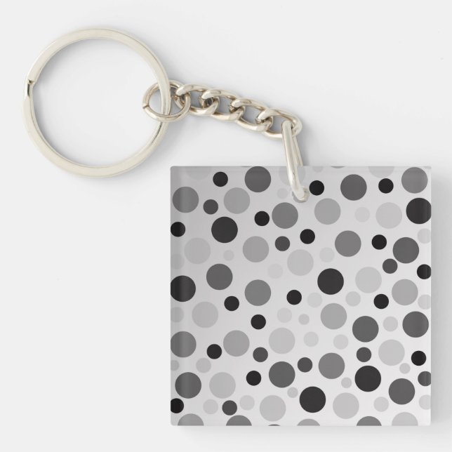 Black And Gray Polka Dots,  Key Ring (Front)