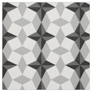 Black and Gray Starbust and Rhombus Pattern Fabric