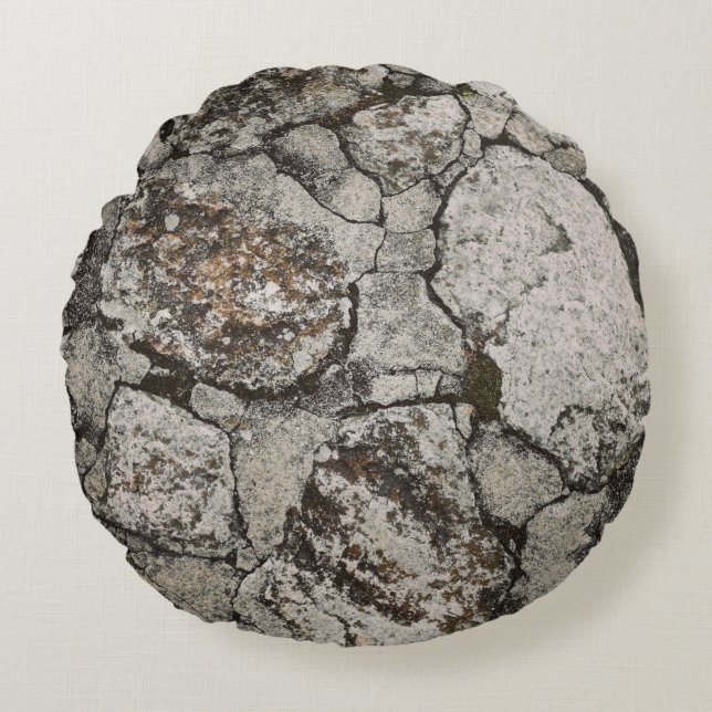 black and gray stone fragment round cushion (Front)