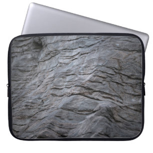 Black and gray striped textile laptop sleeve