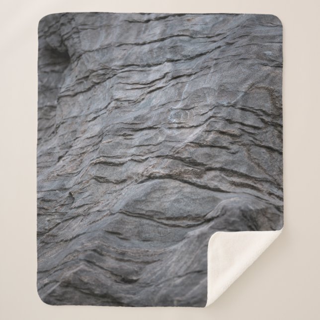 Black and gray striped textile sherpa blanket (Front)