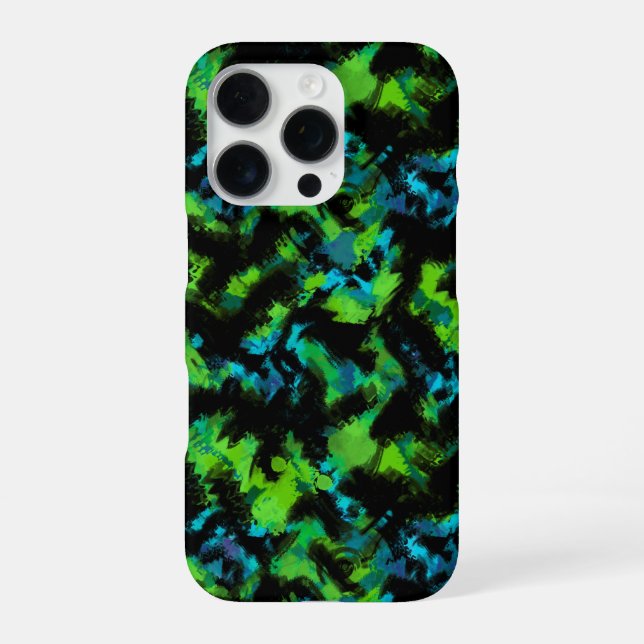 Black and green abstract iPhone case (Back)