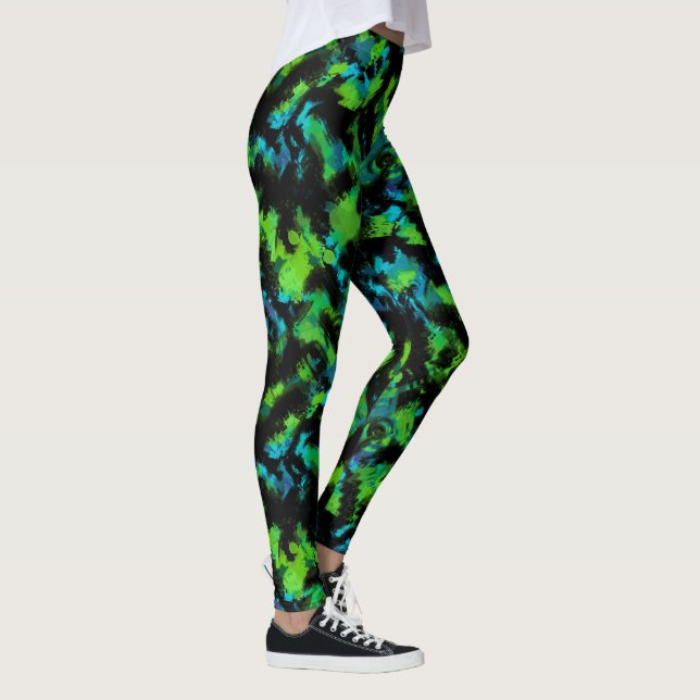 Black and green abstract leggings (Right)