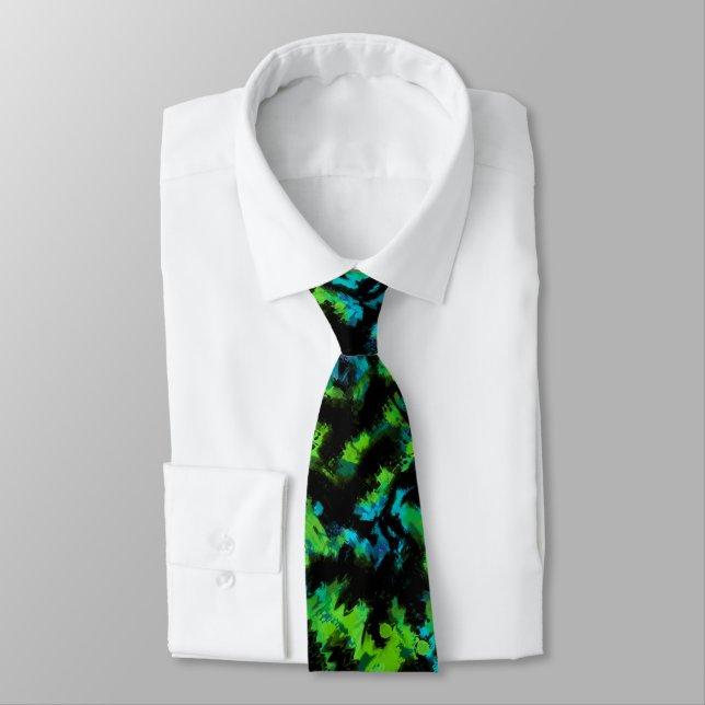 Black and green abstract  tie (Tied)