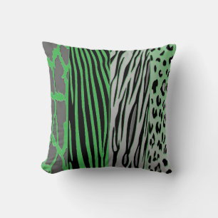Black And Green animal Printed Zebra Stripe Pil Cushion