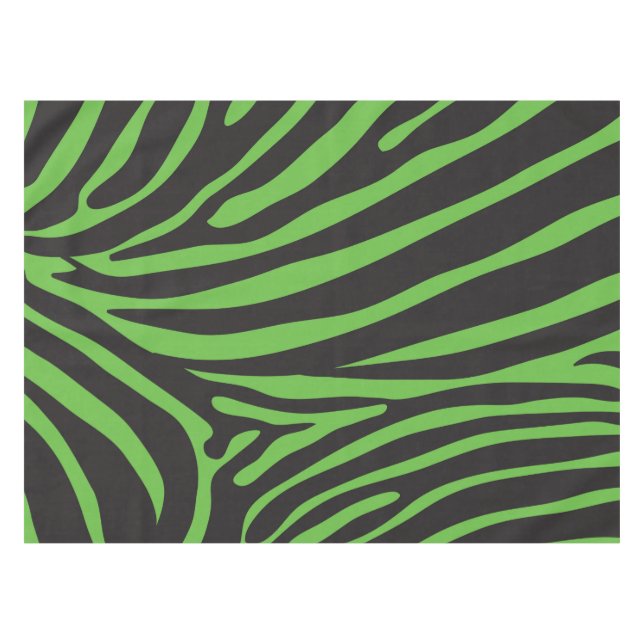 Black and Green Animal Stripe Print Tablecloth (Front (Horizontal))