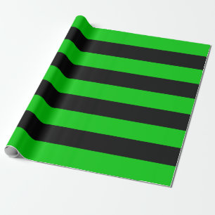 Black and Green Awning Stripes Wrapping Paper