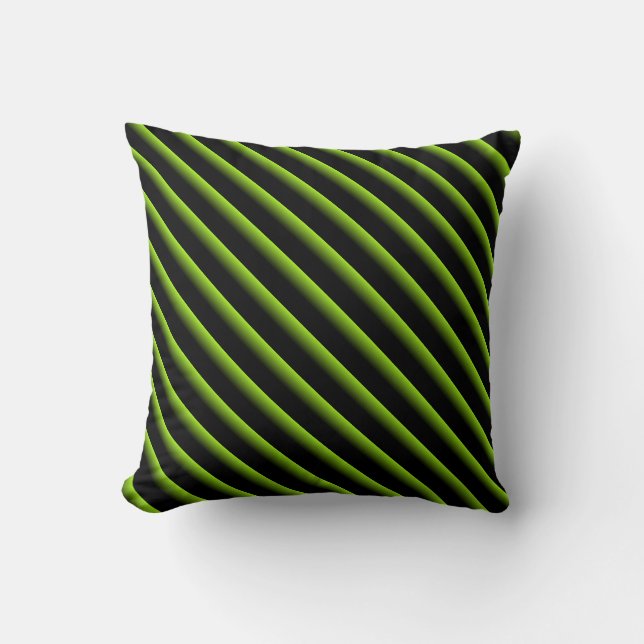 Black and Green Blended Diagonal Stripes Cushion (Front)