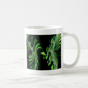 black and green butterfly fractal coffee mug