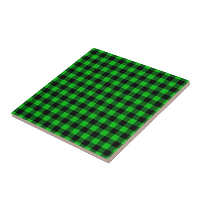 Black and Green Checked Ceramic Tile (Side)