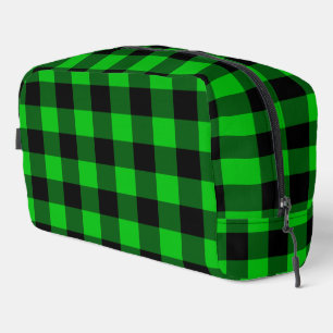 Black and Green Checked Dopp Kit