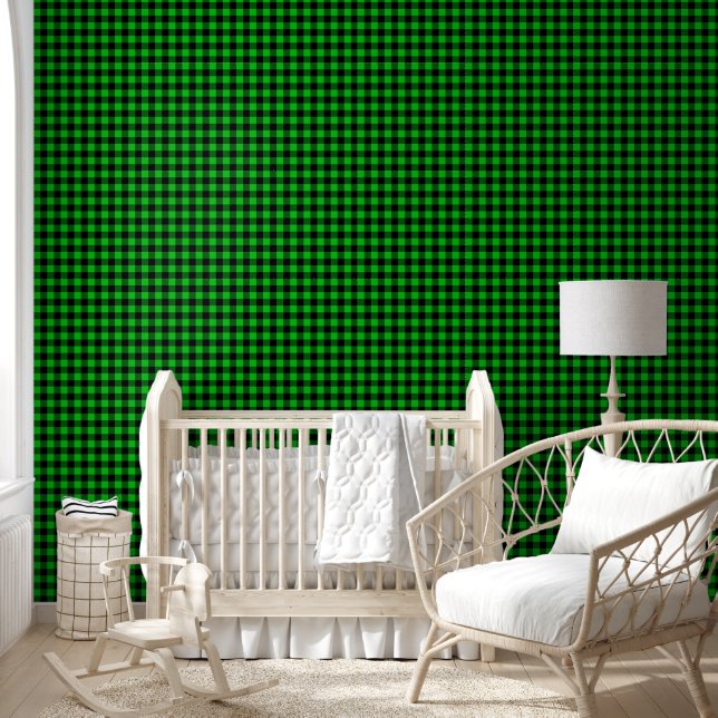 Black and Green Checked Wallpaper (Kids)