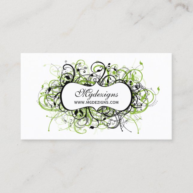 black and green Chic Business Cards (Front)