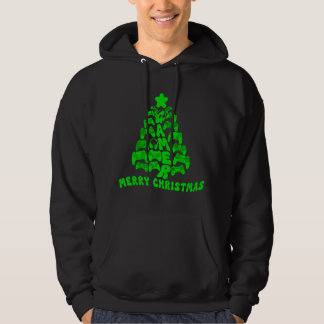Black and Green Christmas Tree with Controllers Hoodie