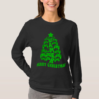 Black and Green Christmas Tree with Controllers T-Shirt