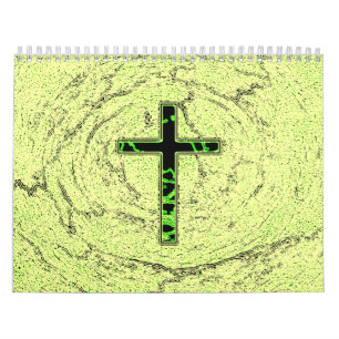 BLACK AND GREEN CROSS WITH MARBLE BACKGROUND CALENDAR