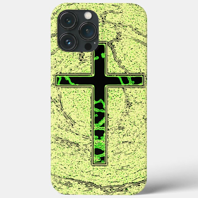BLACK AND GREEN CROSS WITH MARBLE BACKGROUND Case-Mate iPhone CASE (Back)