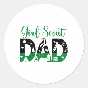 Black And Green Dad Scout For Girls Cookie Camping Classic Round Sticker