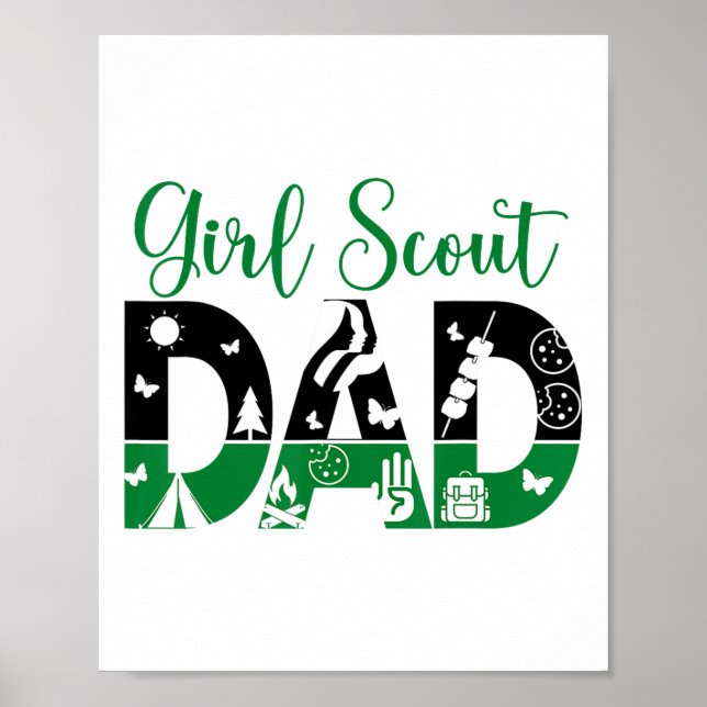 Black And Green Dad Scout For Girls Cookie Camping Poster (Front)