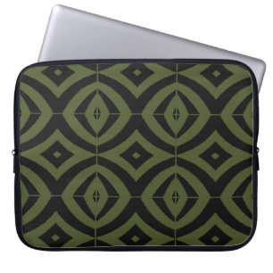 Black and Green Diamonds African Print Laptop Sleeve