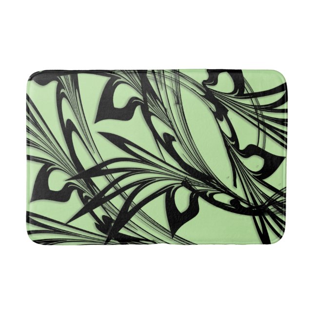 Black and Green Fern Glen Bath Mat (Front)
