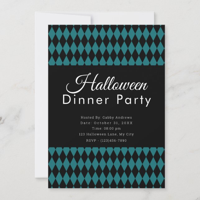 Black and Green Halloween Dinner Party Invitation (Front)