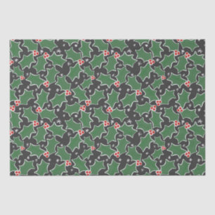 Black and Green Holly Christmas Tissue Paper