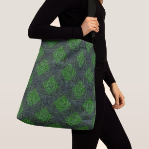 Black and green inclined squares or chess style crossbody bag